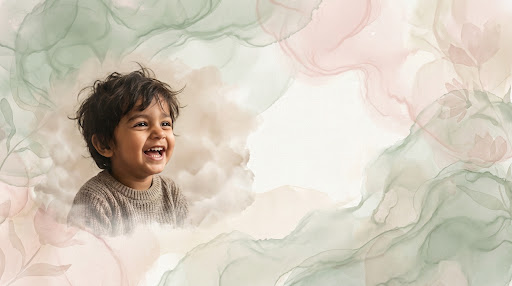 A young child laughing